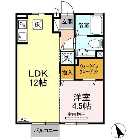 グランブルー(1LDK/1階)の間取り写真