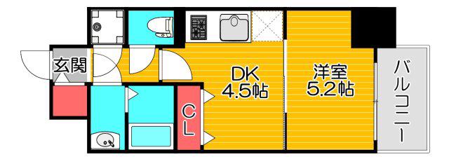 レジュールアッシュ アーバンイール(1DK/7階)の間取り写真
