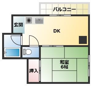 平野ビレッジPART1(1DK/5階)の間取り写真
