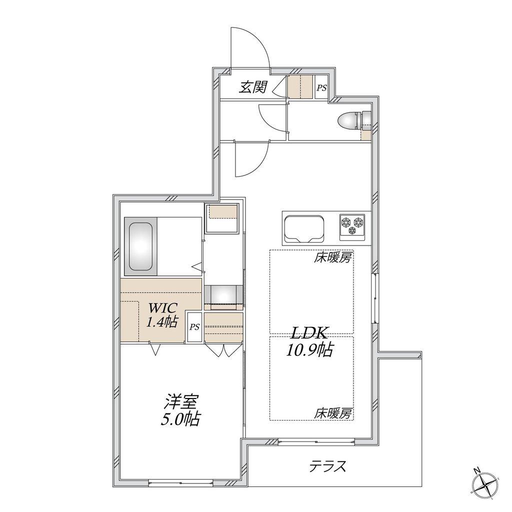 スカイメゾンYAWATA(1LDK/1階)の間取り写真