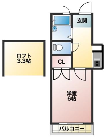 サンヒルズ泉台(1DK/1階)の間取り写真