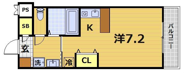 ラポール藤(ワンルーム/2階)の間取り写真