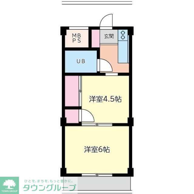 ライトビューティーハイツ(2K/2階)の間取り写真