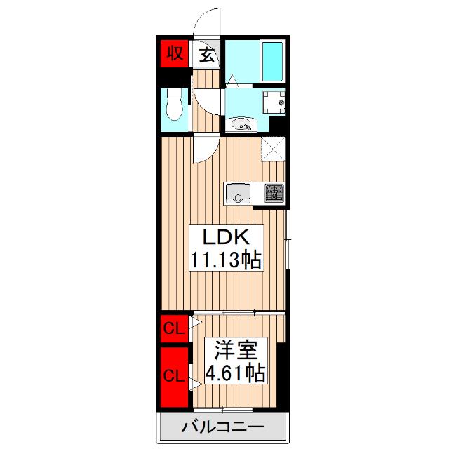 エクセリア赤塚(1LDK/2階)の間取り写真