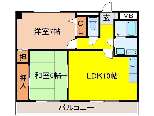 グランディール青山(2LDK/4階)の間取り写真