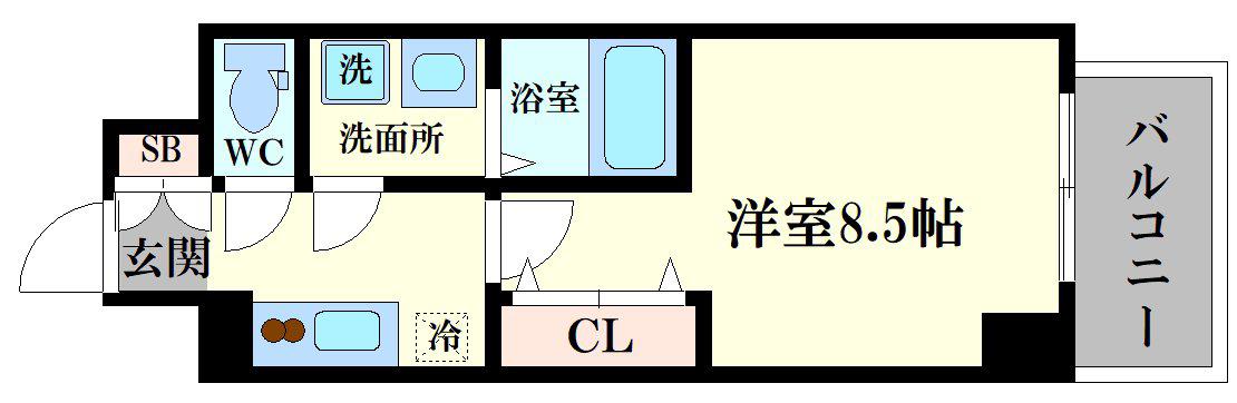 MELDIA CREST TAPP NAMBA ウエスト(1K/11階)の間取り写真