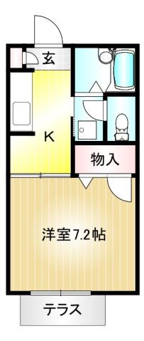 メゾンドシャルポンティエV(1K/1階)の間取り写真