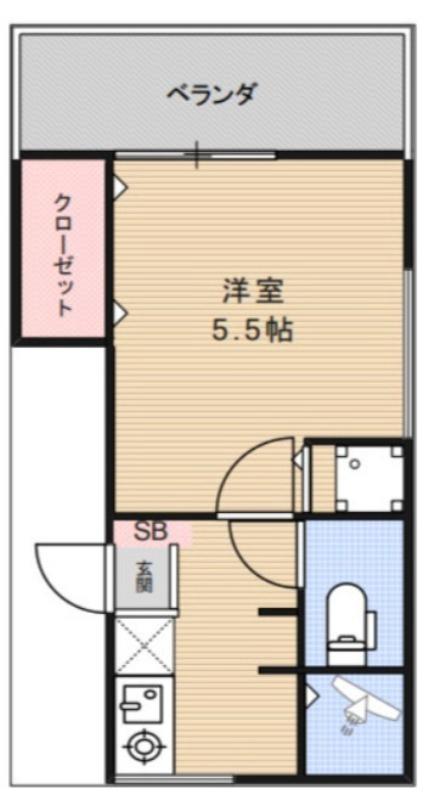 フラット51(1K/2階)の間取り写真