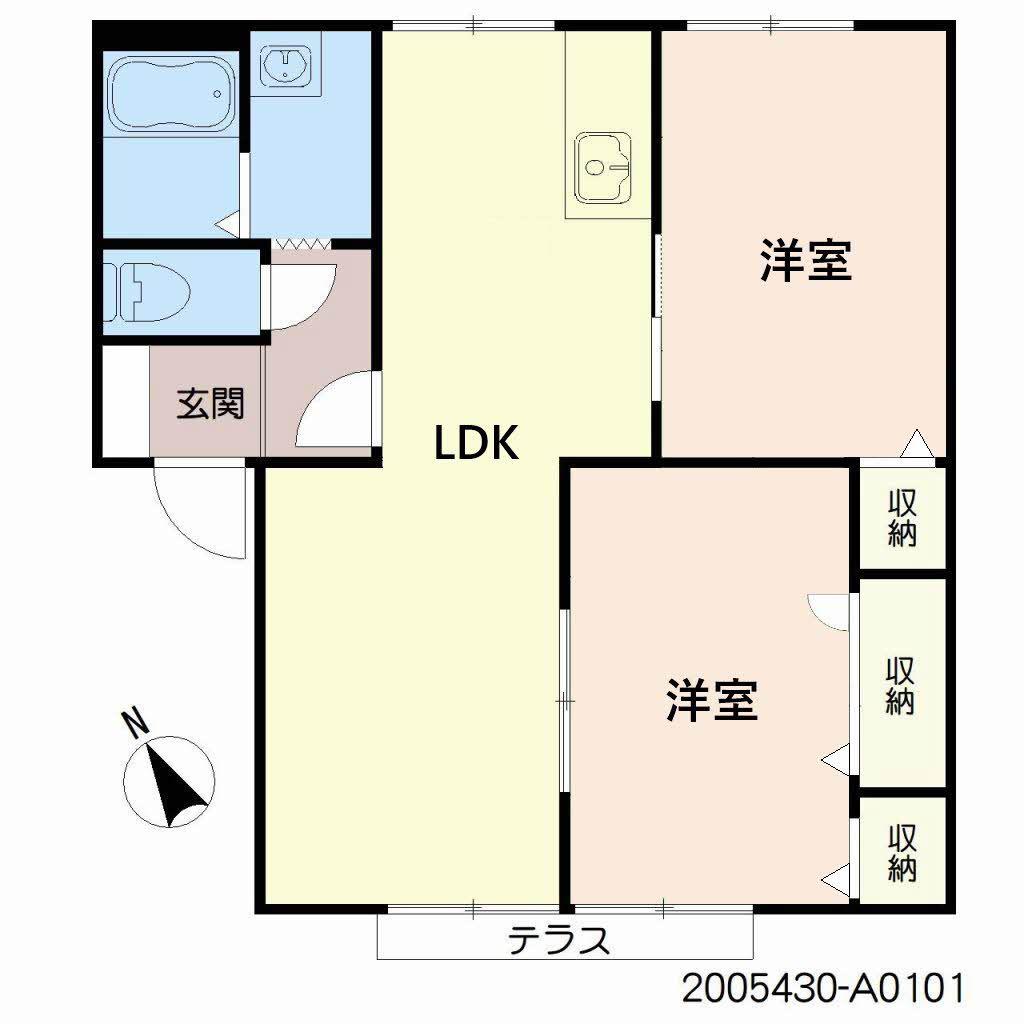 サンシャインハイツA(2LDK/1階)の間取り写真