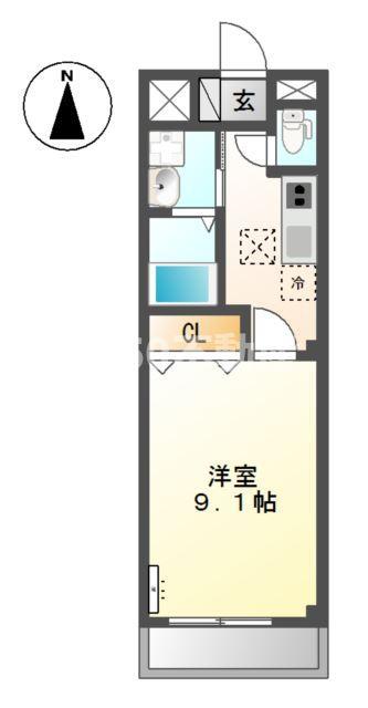 ノース GARDEN A棟(1K/1階)の間取り写真
