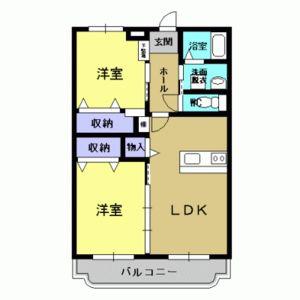 ミリオンフィールド(2LDK/1階)の間取り写真