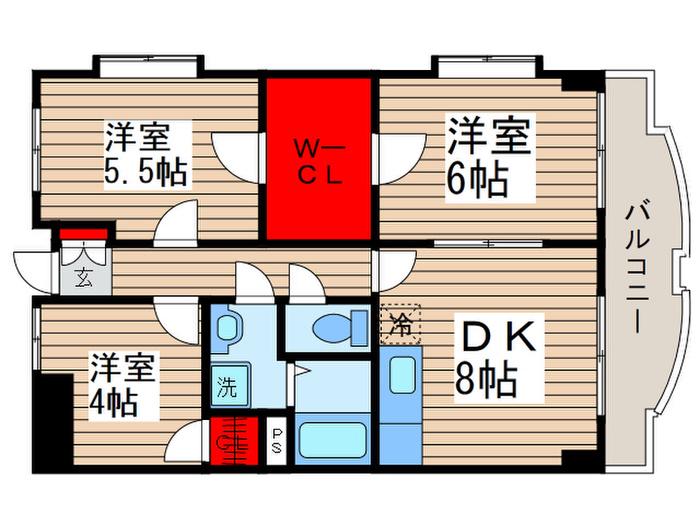 ホワイトコースト参番館(3DK/4階)の間取り写真