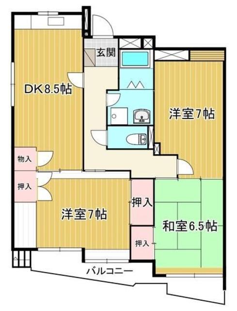加藤コーポ(3DK/1階)の間取り写真