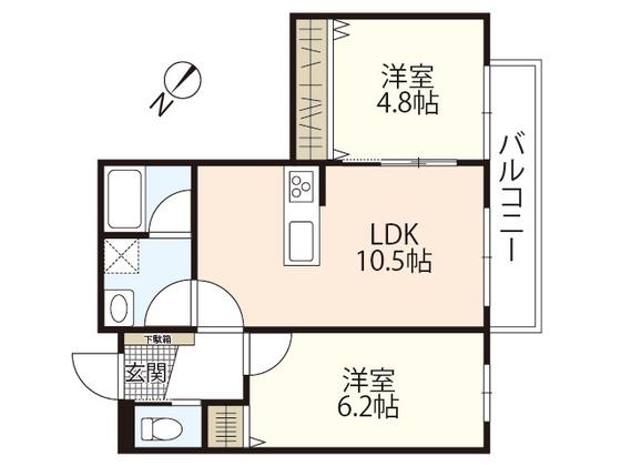 カネモトハウス(2LDK/1階)の間取り写真