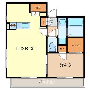 マリアクレール(1LDK/2階)の間取り写真
