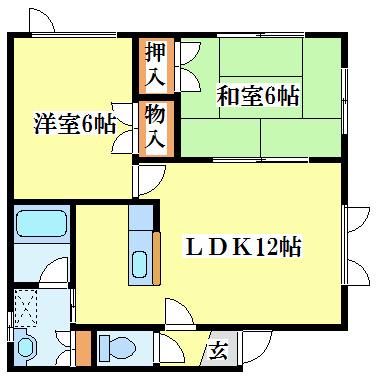 ハイツカーサヴィラ(2LDK/1階)の間取り写真