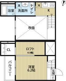 CASA LARGO(ワンルーム/2階)の間取り写真