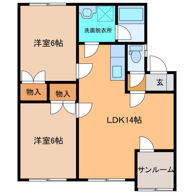 グレースタウンA(2LDK/1階)の間取り写真