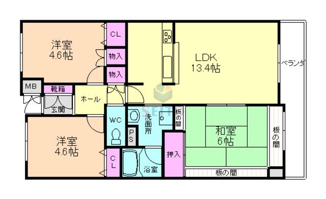 シティコート曽根東五番館(3LDK/10階)の間取り写真