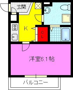 メゾンドペーシェ鴻池(1K/1階)の間取り写真