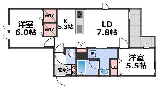 内代レジデンスサウス(2LDK/3階)の間取り写真