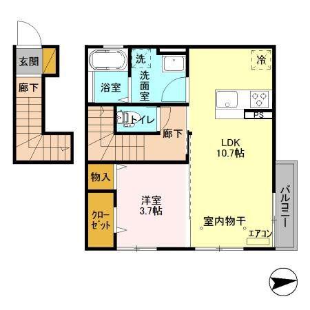 エントピア(1LDK/2階)の間取り写真