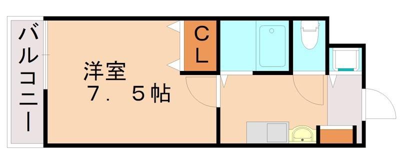 プランドール三萩野(1K/2階)の間取り写真