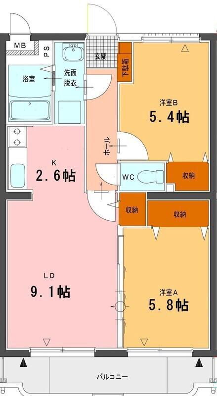 アスアマンション中大久保(2LDK/3階)の間取り写真