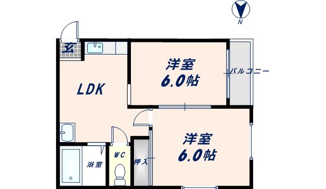 ニッコーハイツ(2LDK/3階)の間取り写真