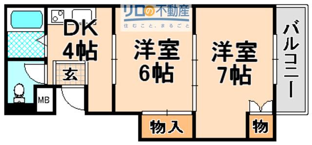 ウエスト1(2K/3階)の間取り写真