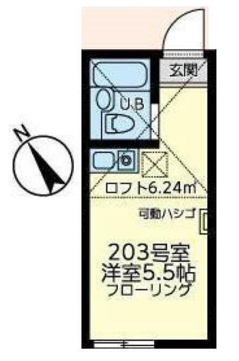 ユナイト阪東橋シドニーの杜(ワンルーム/2階)の間取り写真