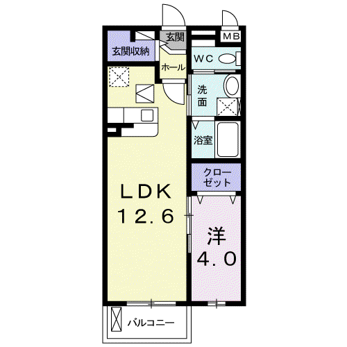 クラール寺方元町(1LDK/1階)の間取り写真