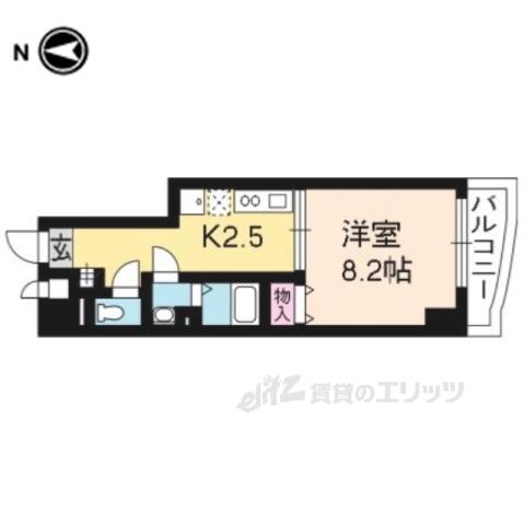 プリモレガーロ西京極(1K/4階)の間取り写真