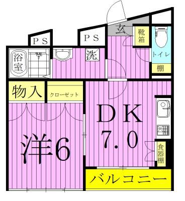 ポポラーレ イワイ(1DK/2階)の間取り写真
