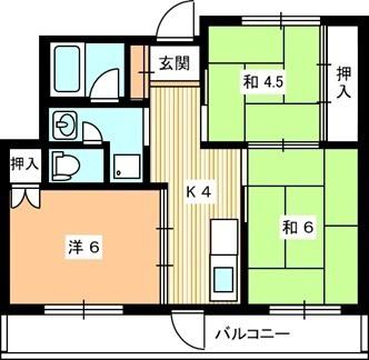 藤ハイツNO.2(3K/3階)の間取り写真