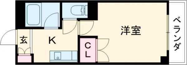 アーク岩塚(1K/3階)の間取り写真