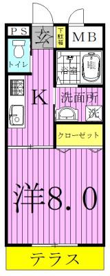フォアサイトYUKI(1K/1階)の間取り写真
