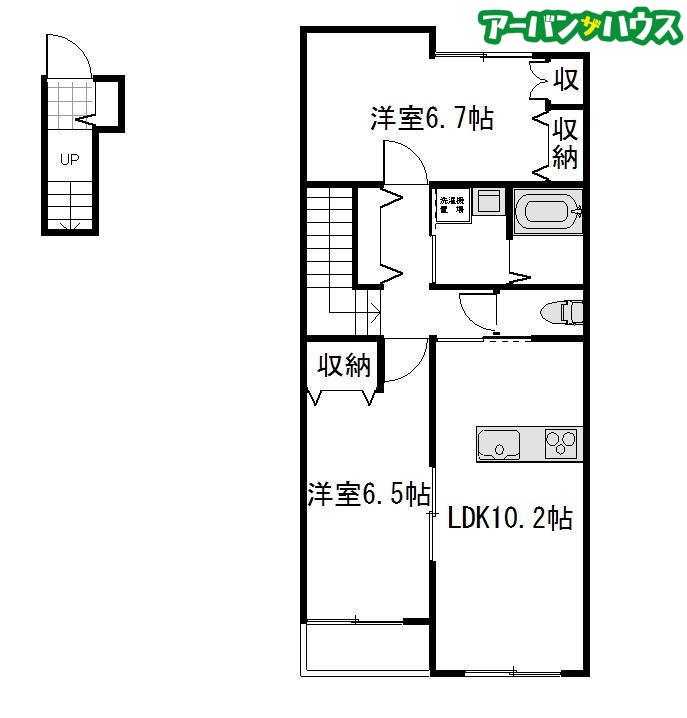 プティーシュシュ撫川(2LDK/2階)の間取り写真
