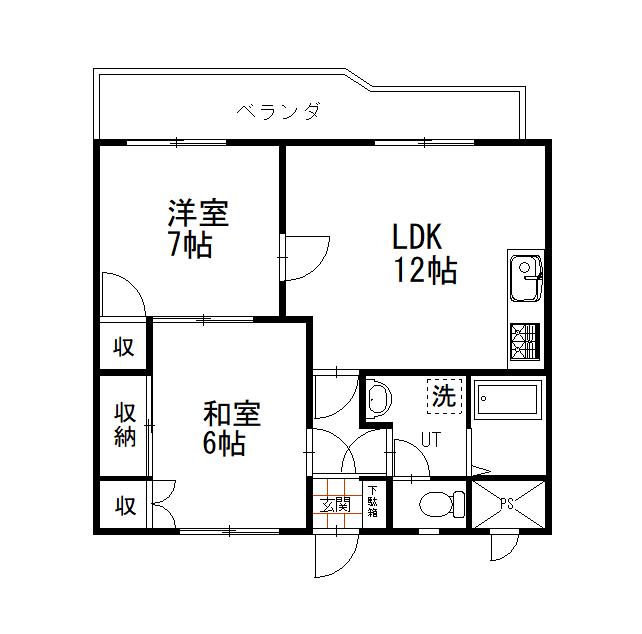 パミールハイツ2(2LDK/1階)の間取り写真