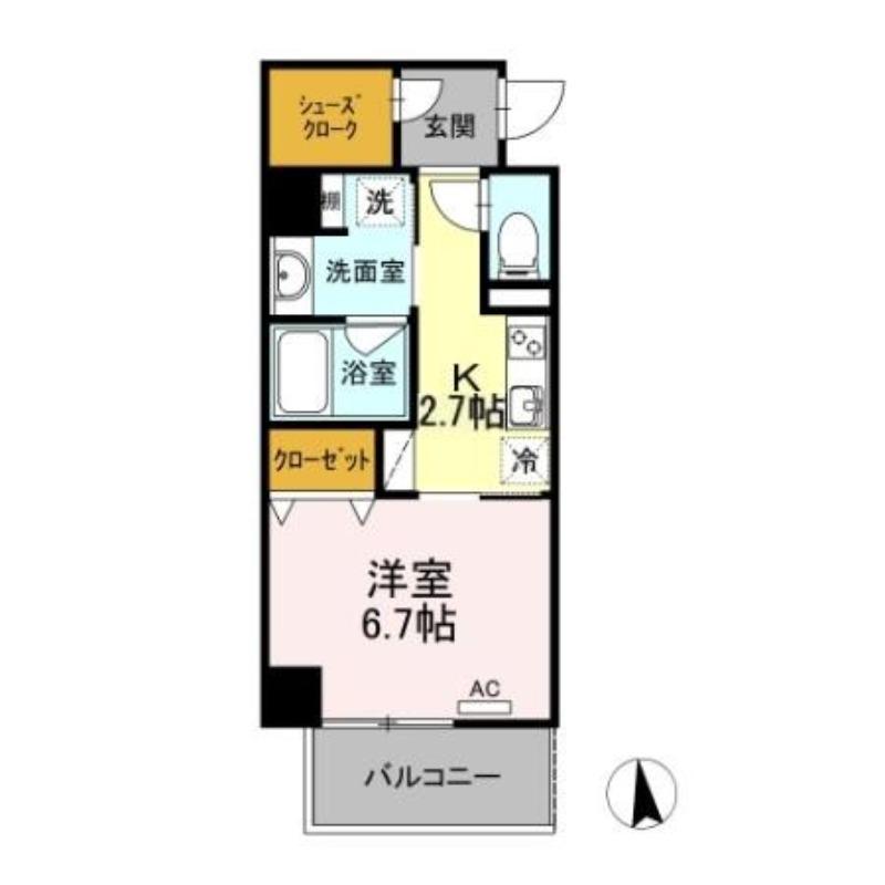 プランドール東岡崎(1K/5階)の間取り写真