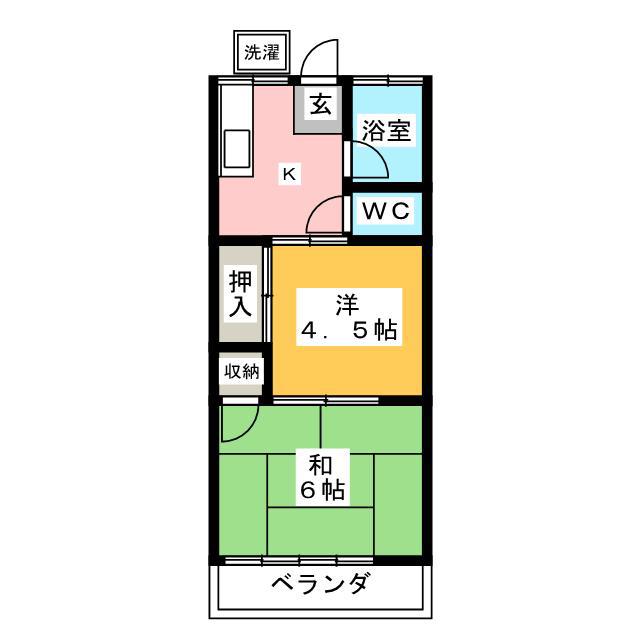 コーポさつき(2K/1階)の間取り写真