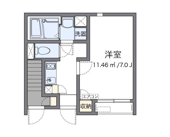 JR南武線 宿河原駅 徒歩9分 2階建 築9年(1K/1階)の間取り写真