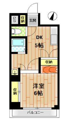 レナジア北浦和(1DK/3階)の間取り写真