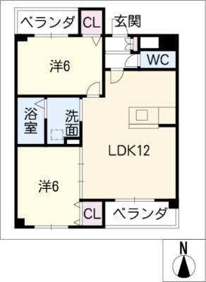 ルミエール(2LDK/1階)の間取り写真