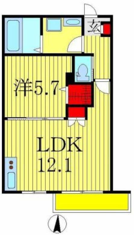 DOLCE VITA(1LDK/3階)の間取り写真