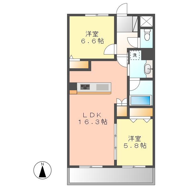 ザ パーク トキノ テラスTHE PARK TOKINOTERRAC(2LDK/6階)の間取り写真