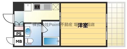 E-SPAAACE西天満(1K/2階)の間取り写真