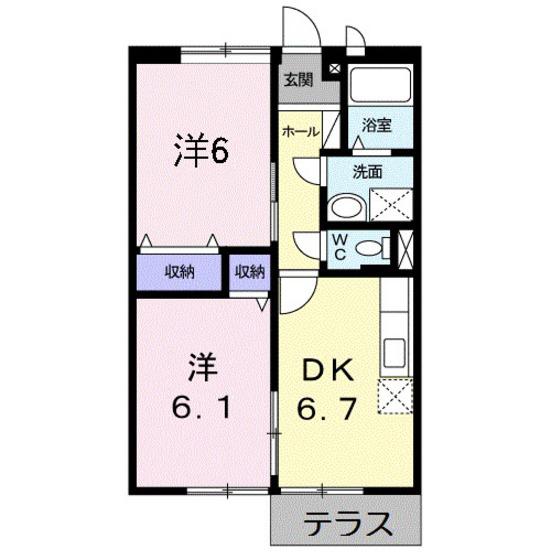 メゾン・ド・フローラ(2DK/1階)の間取り写真