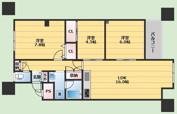箕面グリーンハイツII(2SLDK/2階)の間取り写真