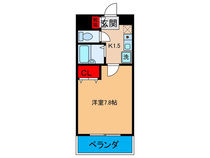 グランディール(1K/3階)の間取り写真